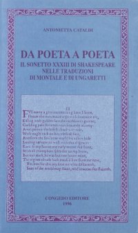 Immagine copertina libro Da poeta a poeta. Il sonetto XXXIII di Shakespeare nella traduzione di Montale e di Ungaretti