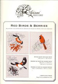 Immagine copertina libro Red birds & Berries. Cros stitch and blackwork designs