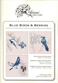 Immagine copertina libro Blue birds & Berries. Cross stitch and blackwork designs