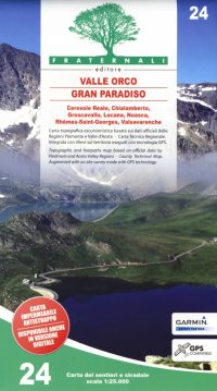 Immagine copertina libro Carta n. 24. Valle Orco, Gran Paradiso. Carta dei sentieri e stradale 1:25.000. Adatto a GPS