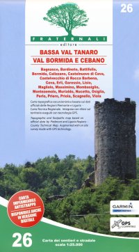 Immagine copertina libro Carta n. 26. Bassa Val Tanaro, Val Bormida e Cebano. Carta dei sentieri e stradale 1:25.000. Adatto a GPS