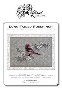 Immagine copertina libro Long-tailed Rosefinch. Cross stitch and blackwork design. Ediz. italiana, inglese e francese