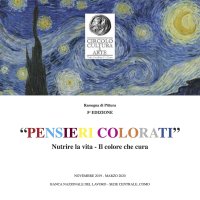 Immagine copertina libro «Pensieri colorati». Nutrire la vita. Il colore che cura. Rassegna di pittura 5ª edizione. Catalogo della mostra (Como, novembre 2019-marzo 2020). Ediz. italiana e inglese