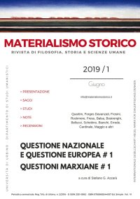 Immagine copertina libro Materialismo storico. Rivista di filosofia, storia e scienze umane (2019). Vol. 1: Questione nazionale e questione europea # 1. Questioni marxiane # 1