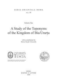 Immagine copertina libro A Study of Toponyms of the Kingdom of Bia/Urartu