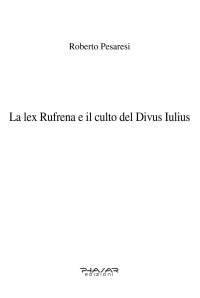 Immagine copertina libro La lex Rufrena e il culto del Divus Iulius