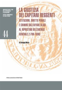 Immagine copertina libro La giustizia dei Capitani Reggenti. Istituzioni, diritto penale e crimini dall'affare Blasi al ripristino dell'Arengo Generale (1786-1906)