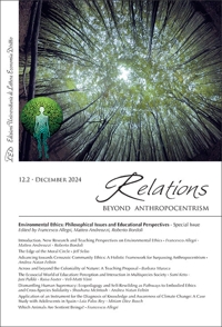 Immagine copertina libro Relations. Beyond anthropocentrism (2024). Vol. 12-2: Environmental Ethics: Philosophical Issues and Educational Perspectives. Special issue