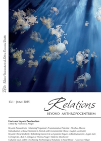 Immagine copertina libro Relations. Beyond anthropocentrism (2025). Vol. 1: Horizons beyond Sentientism